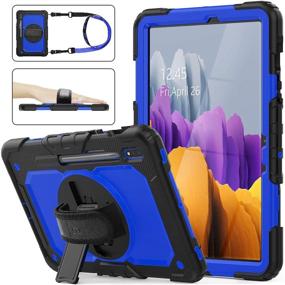 img 4 attached to 📚 SEYMAC Stock Galaxy Tab S7 11'' Case with Screen Protector, Pencil Holder [360° Rotating Hand Strap/Stand] - Drop-Proof Case for Samsung Galaxy Tab S7 11 Inch 2020 (Blue+Black)