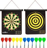 win sports magnetic dart board kids game with two sided roll up dartboard - indoor outdoor game for kids, 15 inch darts board, includes 12 magnetic safe darts - easily hangs anywhere логотип