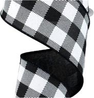 🎀 10 yards plaid check wired edge ribbon in black and white, 2.5 inches logo