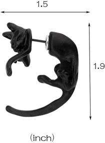 img 1 attached to Cute Hypoallergenic Cat Earrings for Halloween: Animal Cat Front and Back Earrings, Cat Ring, Black Earrings for Adults - Stainless Steel Earrings Studs Set with Cat Ear Pendant