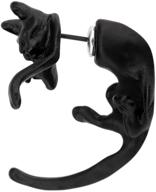 cute hypoallergenic cat earrings for halloween: animal cat front and back earrings, cat ring, black earrings for adults - stainless steel earrings studs set with cat ear pendant logo