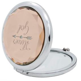 img 3 attached to Rose Gold Flower Girl Champagne Compact Pocket Makeup Mirror & Knot Bracelet Set in Gift Box - Perfect Wedding Proposal Gift