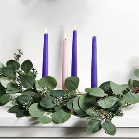 img 2 attached to 🕯️ Flameless Advent Candles with Remote - Realistic 3D Flames, 9 Inch Tall, Pink and Purple Taper Candles for Catholic Christmas Wreath - Set of 4