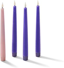 img 3 attached to 🕯️ Flameless Advent Candles with Remote - Realistic 3D Flames, 9 Inch Tall, Pink and Purple Taper Candles for Catholic Christmas Wreath - Set of 4