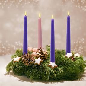 img 1 attached to 🕯️ Flameless Advent Candles with Remote - Realistic 3D Flames, 9 Inch Tall, Pink and Purple Taper Candles for Catholic Christmas Wreath - Set of 4