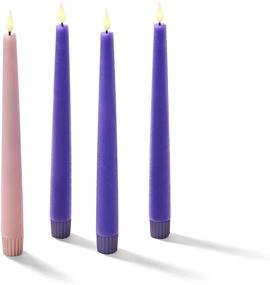 img 4 attached to 🕯️ Flameless Advent Candles with Remote - Realistic 3D Flames, 9 Inch Tall, Pink and Purple Taper Candles for Catholic Christmas Wreath - Set of 4