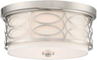 💡 modern 2-light flush mount ceiling light: kira home sienna - metal drum shade, white fabric shade, frosted glass diffuser, brushed nickel finish logo