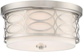 img 4 attached to 💡 Modern 2-Light Flush Mount Ceiling Light: Kira Home Sienna - Metal Drum Shade, White Fabric Shade, Frosted Glass Diffuser, Brushed Nickel Finish