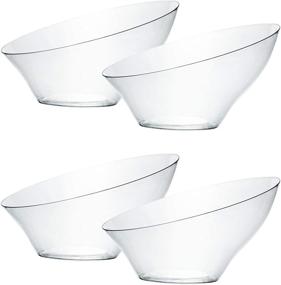 img 4 attached to 🍽️ Disposable Angled Plastic Bowls - Round Small Serving Bowl, Elegant for Parties, Snacks, or Salads - Clear Pack of 8