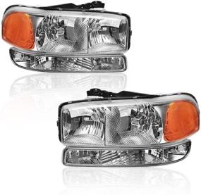 img 4 attached to Chrome Housing Amber Reflector Clear Lens Replacement Headlight Assembly and Park/Signal 🚦 Headlamp (GGMSR99-A4) - Compatible with 1999-2006 GMC Sierra 1500 2500 3500, 2000-2006 GMC Yukon