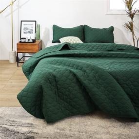 img 2 attached to 🛏️ Smoofy Emerald Green Quilt Set - Queen Size, 3-Piece Moroccan Pattern Lightweight Coverlet Bedspread - Ultrasonic Embossing Matelasse - All Season Use (Includes 1 Coverlet and 2 Pillowcases)