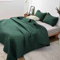 🛏️ smoofy emerald green quilt set - queen size, 3-piece moroccan pattern lightweight coverlet bedspread - ultrasonic embossing matelasse - all season use (includes 1 coverlet and 2 pillowcases) logo