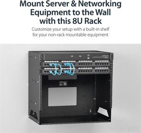 img 1 attached to 🔧 StarTech.com 8U Open Frame Wall Mount Network Rack with Built-in Shelf - Adjustable Depth (12" to 18") 2-Post Equipment Rack, 75.2lbs - Black (WALLSHELF8U)