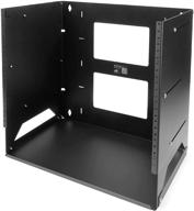 🔧 startech.com 8u open frame wall mount network rack with built-in shelf - adjustable depth (12" to 18") 2-post equipment rack, 75.2lbs - black (wallshelf8u) logo