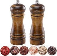 wooden salt and pepper mill set: manual ceramic core grinders for kitchen and restaurant use (pack of 2) logo