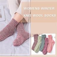 🧦 womens winter wool socks - 5 pack of warm, thick knit, cozy crew socks: perfect gifts for women логотип