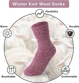 img 2 attached to 🧦 Womens Winter Wool Socks - 5 Pack of Warm, Thick Knit, Cozy Crew Socks: Perfect Gifts for Women