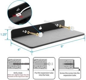 img 3 attached to 🔊 Настенная полка-кронштейн из черного акрила 9 дюймов для Bluetooth-колонки, веб-камеры, мобильных телефонов и дисплея игрушек - Крепление для колонки TXEsign.