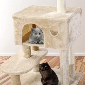 img 2 attached to 🐱 Multi-Level Indoor Cat Tree Tower with Plush Balls - Large Cat Apartment Habitat and Activity Center