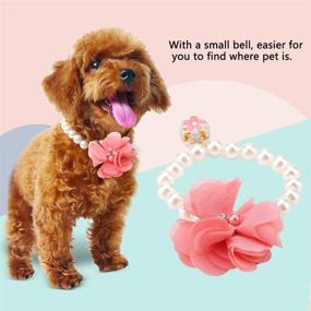 img 2 attached to Stylish Pearl Flower Collar for Dogs and Cats - 🌸 Adjustable, Elastic Pet Necklace Accessory for Theme Parties, Costumes, and Jewelry