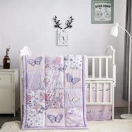 🦋 la premura butterfly baby nursery crib bedding set: pastel pink and purple 3-piece collection for girls logo