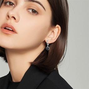 img 2 attached to 💎 Hypoallergenic 925 Sterling Silver Black Dangle Drop Earrings with Silver Hoop | Jewelry Gifts for Women and Girls