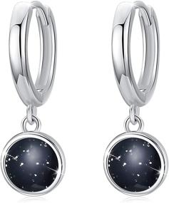 img 4 attached to 💎 Hypoallergenic 925 Sterling Silver Black Dangle Drop Earrings with Silver Hoop | Jewelry Gifts for Women and Girls