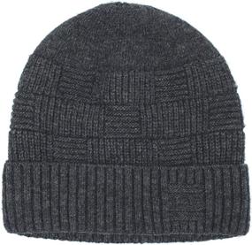 img 4 attached to 🧢 Dahlia Men's Skullies & Beanies - Wool, Knit Winter Hat, Fleece Lined: Ultimate Warmth and Style