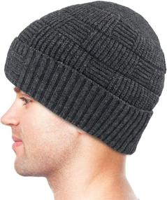 img 1 attached to 🧢 Dahlia Men's Skullies & Beanies - Wool, Knit Winter Hat, Fleece Lined: Ultimate Warmth and Style