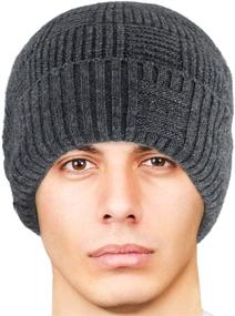 img 3 attached to 🧢 Dahlia Men's Skullies & Beanies - Wool, Knit Winter Hat, Fleece Lined: Ultimate Warmth and Style