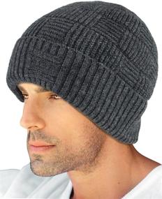 img 2 attached to 🧢 Dahlia Men's Skullies & Beanies - Wool, Knit Winter Hat, Fleece Lined: Ultimate Warmth and Style