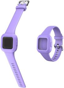 img 2 attached to Water Resistant Silicone Wristbands for Garmin Vivofit jr 3 - Replacement Straps for Kids' Fitness Tracker (Purple)