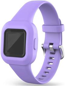img 4 attached to Water Resistant Silicone Wristbands for Garmin Vivofit jr 3 - Replacement Straps for Kids' Fitness Tracker (Purple)