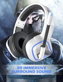 img 2 attached to ONFINIO Gaming Headset - White | Xbox One, PS4, PC | Noise Cancelling 🎧 Mic, Stereo Surround Sound, LED Light | Compatible with PS4, PS5, Xbox, PC, Switch, Mac, Laptop