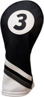 🏌️ premium majek golf leather style #3 fairway headcover in black and white - perfect fit for fairway wood clubs logo