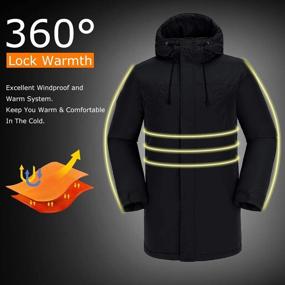 img 3 attached to 🧥 Men's Long Winter Coats - Warm Hooded Jacket, Casual Quilted Puffer Parka, Windproof Outerwear