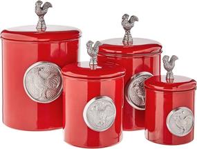 img 4 attached to 🐓 Vintage Charm: Old Dutch Red Rooster Canister Set- 4 Piece Collection