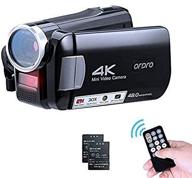 🎥 ordro hdr-ac2 4k ultra hd mini camcorder with 48mp ir night vision: vlogging camera recorder with remote control, 3.0'' ips screen, lightweight design, 2 batteries - perfect for youtube logo