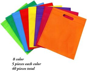 img 1 attached to Aneco 40 Pieces 9.5 by 11.5 Inches Poly Non-Woven Party Gift Tote Bags with Handles - Goodie Rainbow Colors Treat Bag for Party Favors, 8 Colors