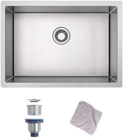 img 4 attached to 🚰 MENSEAJOR 27x18 Inch Undermount Single Bowl Stainless Steel Kitchen Sink - Perfect for Bar or Prep Area