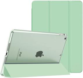 img 4 attached to MoKo Slim Smart Shell Stand Cover for New iPad 9th Gen 2021/8th Gen 2020/7th Gen 2019, iPad 10.2 Case - Translucent Frosted Back Protector, Green (Auto Wake/Sleep)