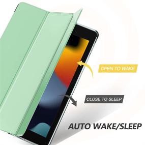 img 1 attached to MoKo Slim Smart Shell Stand Cover for New iPad 9th Gen 2021/8th Gen 2020/7th Gen 2019, iPad 10.2 Case - Translucent Frosted Back Protector, Green (Auto Wake/Sleep)