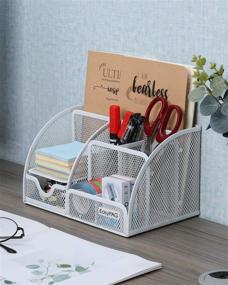 img 1 attached to 🗄️ Efficient Desk Organization: EasyPAG Mesh Desk Organizer with 6 Compartments and Drawer in white