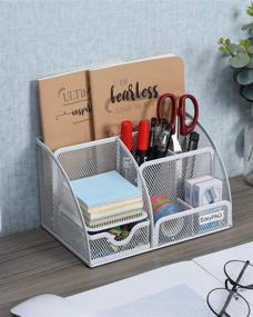 img 2 attached to 🗄️ Efficient Desk Organization: EasyPAG Mesh Desk Organizer with 6 Compartments and Drawer in white