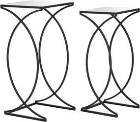 img 3 attached to 🔲 Glitzhome Set of 2 Nesting Coffee Tables: Stylish Accent Furniture for Bedroom, Living Room, Home Office and Patio - Black