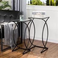 🔲 glitzhome set of 2 nesting coffee tables: stylish accent furniture for bedroom, living room, home office and patio - black logo