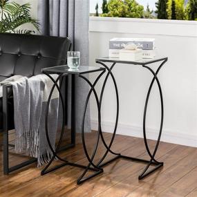 img 4 attached to 🔲 Glitzhome Set of 2 Nesting Coffee Tables: Stylish Accent Furniture for Bedroom, Living Room, Home Office and Patio - Black