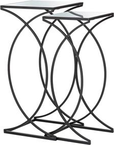 img 2 attached to 🔲 Glitzhome Set of 2 Nesting Coffee Tables: Stylish Accent Furniture for Bedroom, Living Room, Home Office and Patio - Black