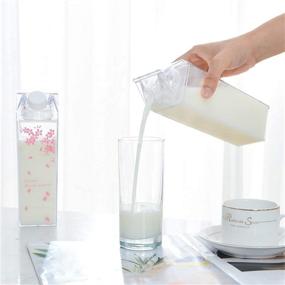 img 1 attached to 🍶 3 Pack Clear Square Milk Bottles - Leakproof Plastic Water Bottle Set (Style 6)