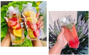 img 3 attached to 🍶 3 Pack Clear Square Milk Bottles - Leakproof Plastic Water Bottle Set (Style 6)